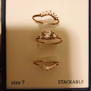 Stackable rose gold, sterling plated rings